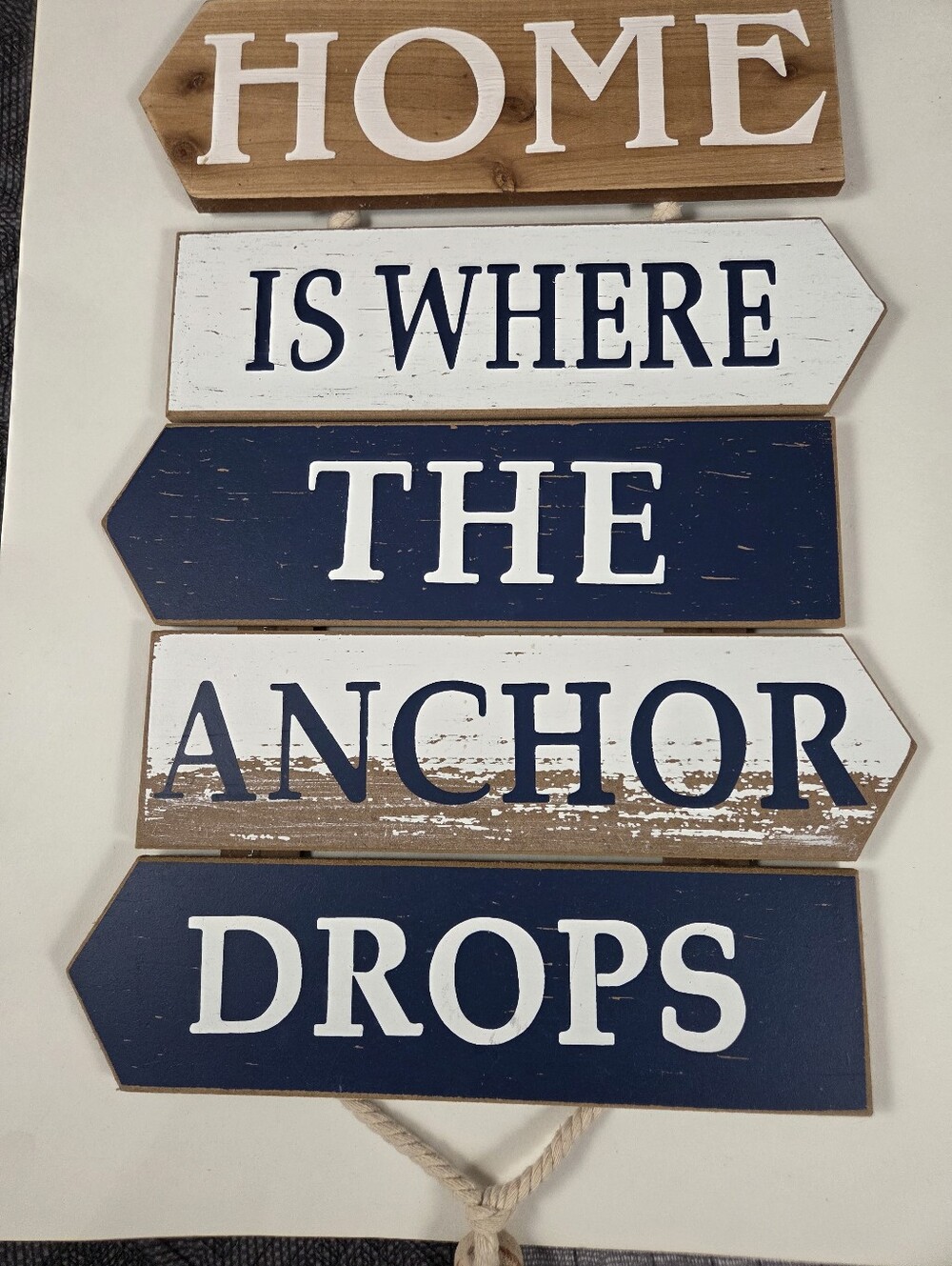 Nautical Wall Decor Blue & White -Hanging -Maritime Decor -Coastal Cottage Sign - Picture 3 of 7